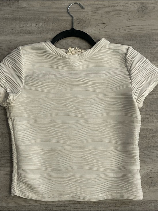 french pastry Tops - french pastry Ribbed Short Sleeve Top - Cream